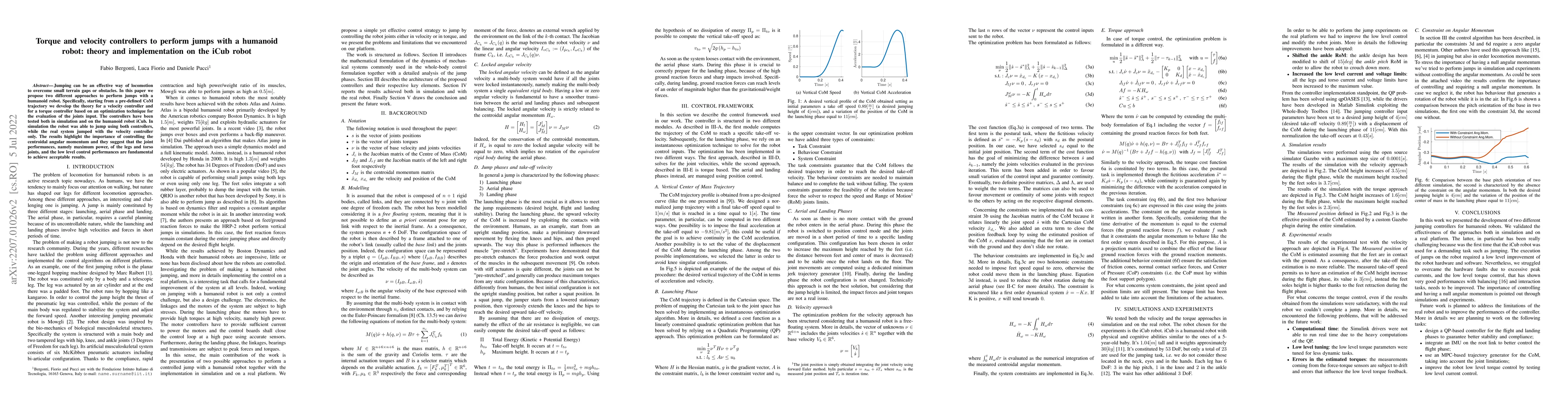 Thumbnail for Torque and velocity controllers to perform jumps with a humanoid robot:
  theory and implementation on the iCub robot