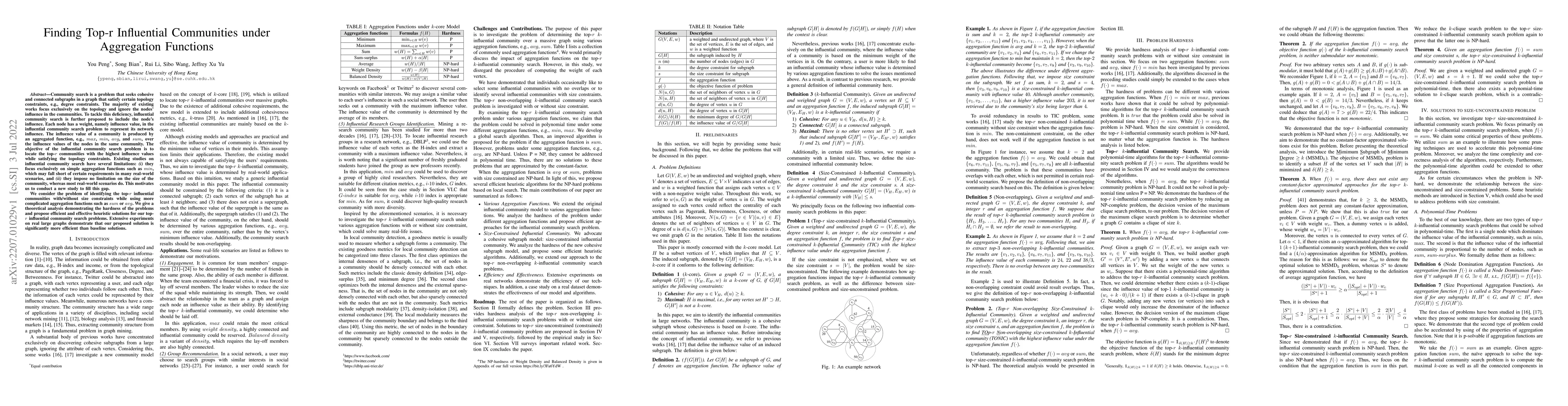 Thumbnail for Finding Top-r Influential Communities under Aggregation Functions