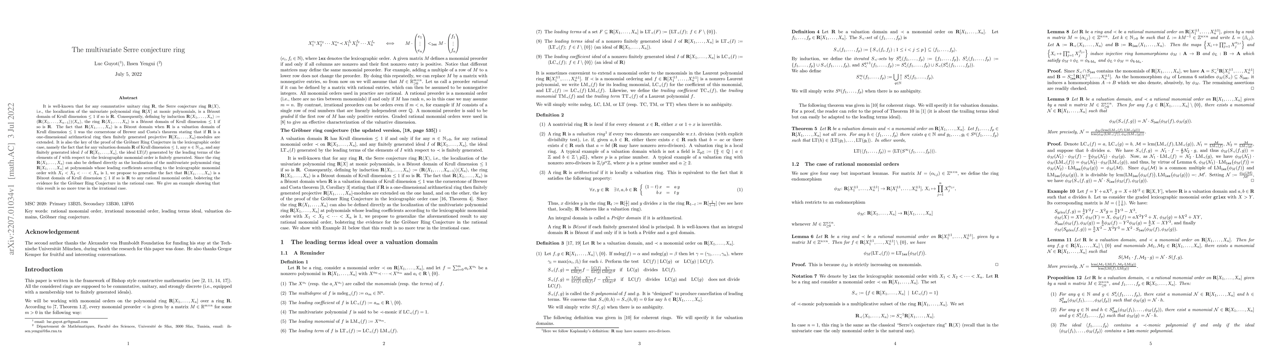 Thumbnail for The multivariate Serre conjecture ring