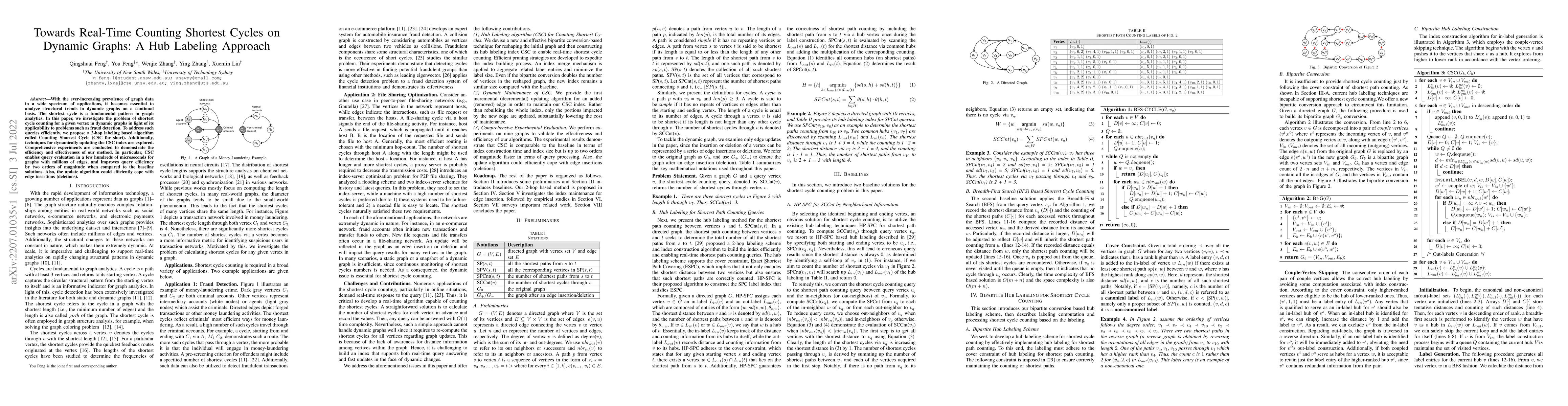 Thumbnail for Towards Real-Time Counting Shortest Cycles on Dynamic Graphs: A Hub
  Labeling Approach