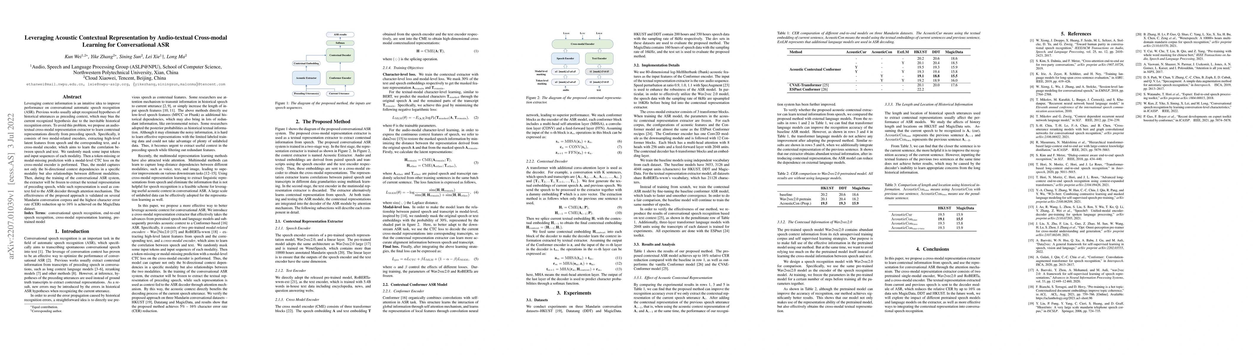 Thumbnail for Leveraging Acoustic Contextual Representation by Audio-textual
  Cross-modal Learning for Conversational ASR