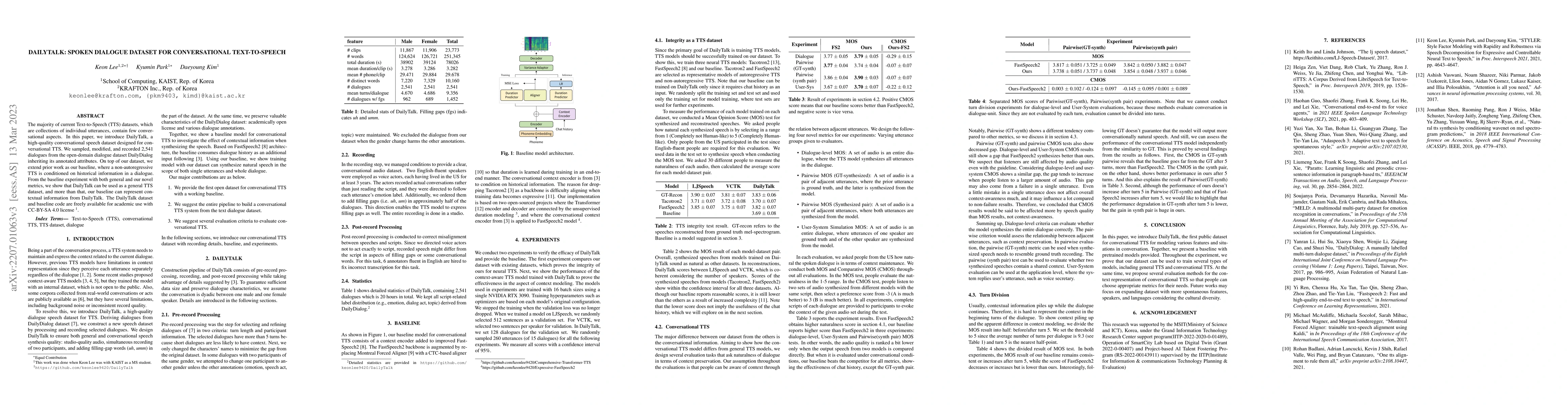 Thumbnail for DailyTalk: Spoken Dialogue Dataset for Conversational Text-to-Speech