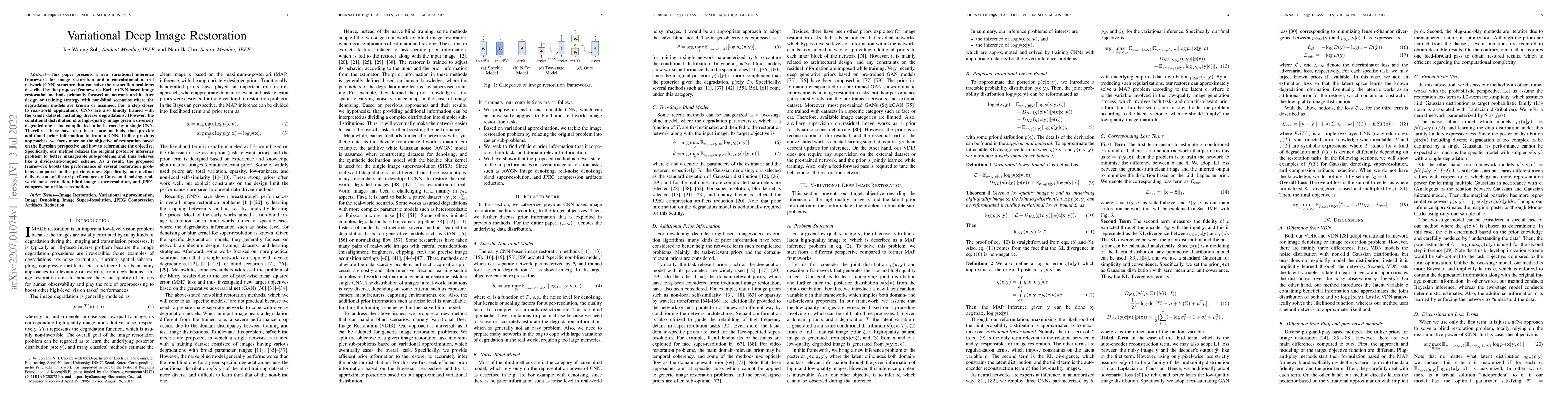 Thumbnail for Variational Deep Image Restoration