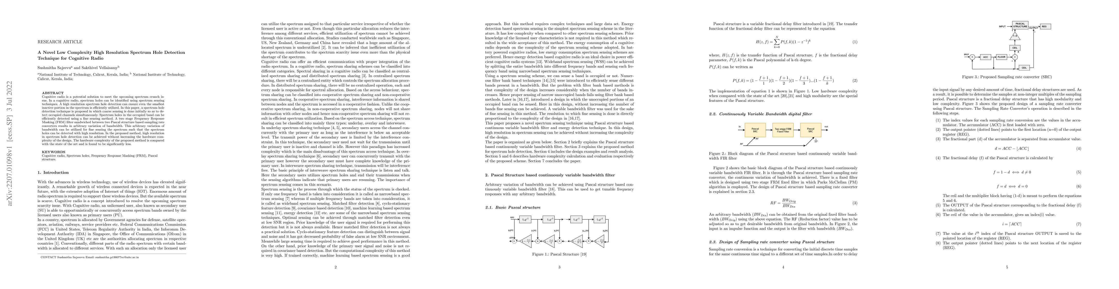 Thumbnail for A Novel Low Complexity High Resolution Spectrum Hole Detection Technique
  for Cognitive Radio