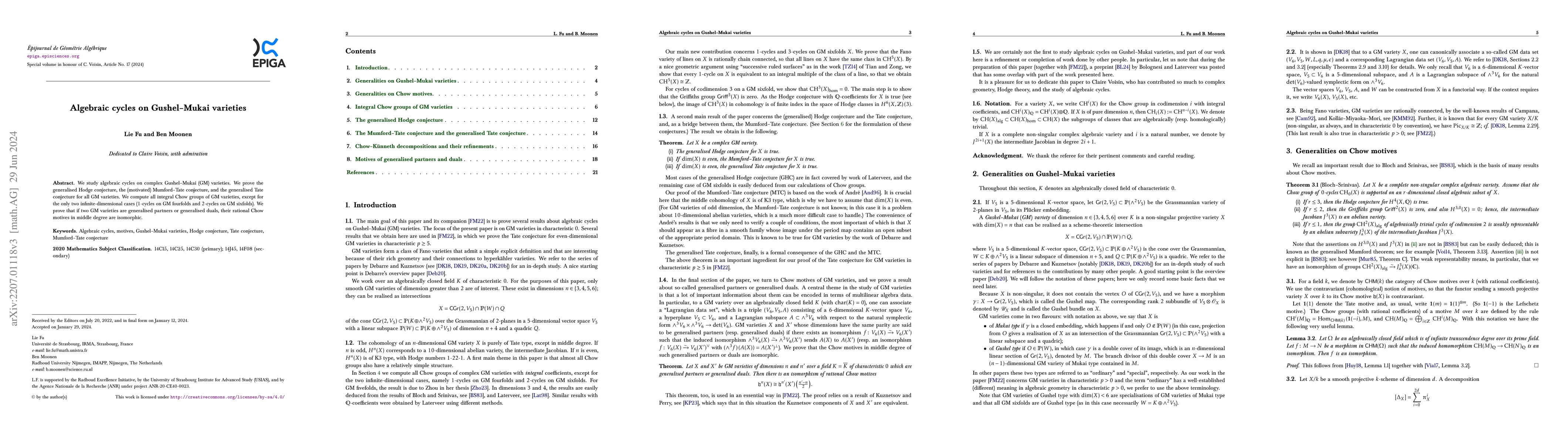 Thumbnail for Algebraic cycles on Gushel-Mukai varieties