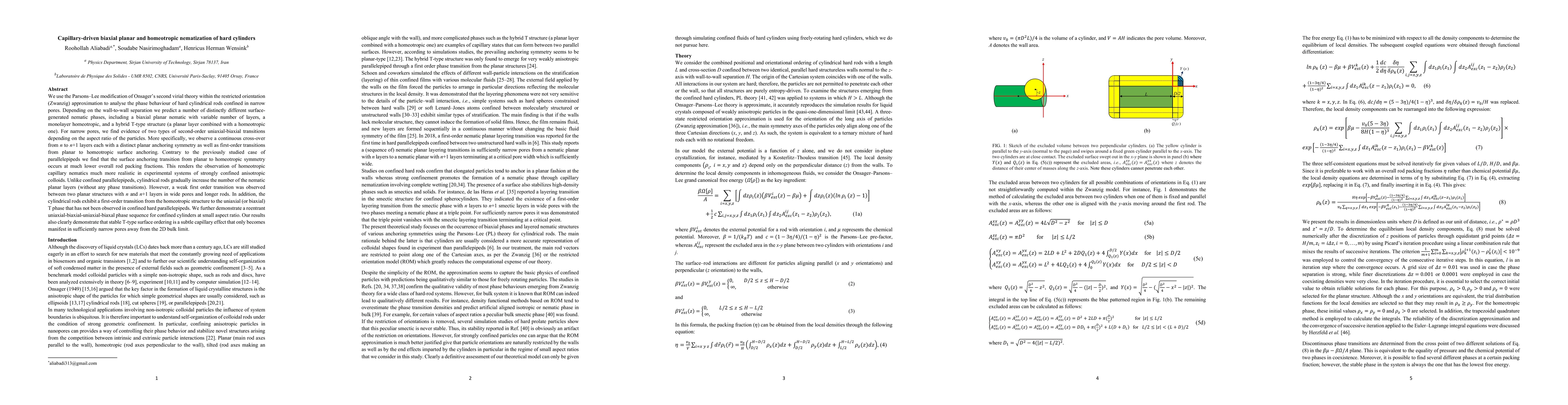 Thumbnail for Capillary-driven biaxial planar and homeotropic nematization of hard
  cylinders