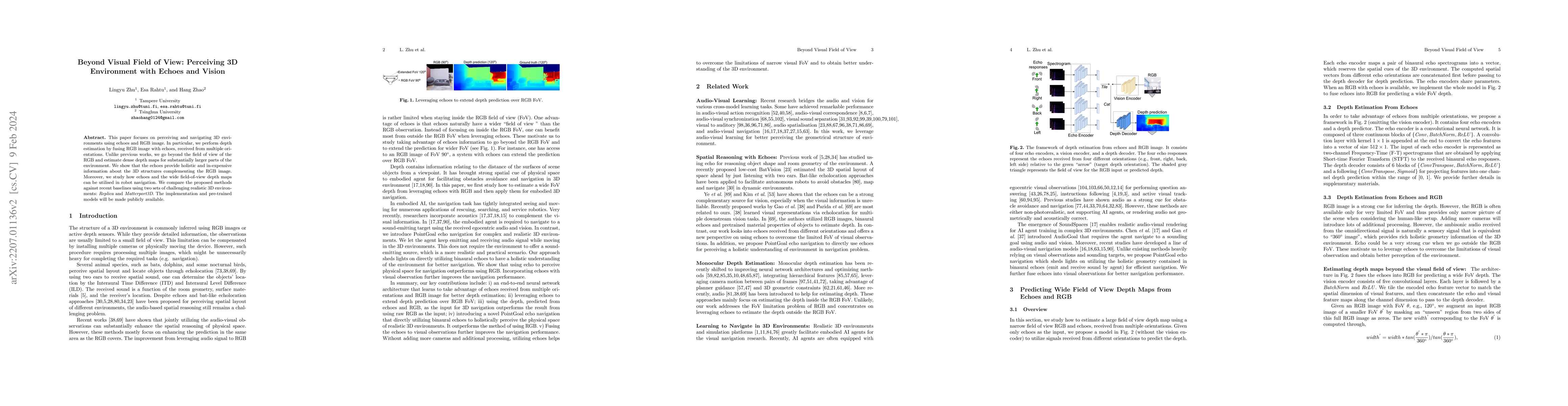 Thumbnail for Beyond Visual Field of View: Perceiving 3D Environment with Echoes and
  Vision
