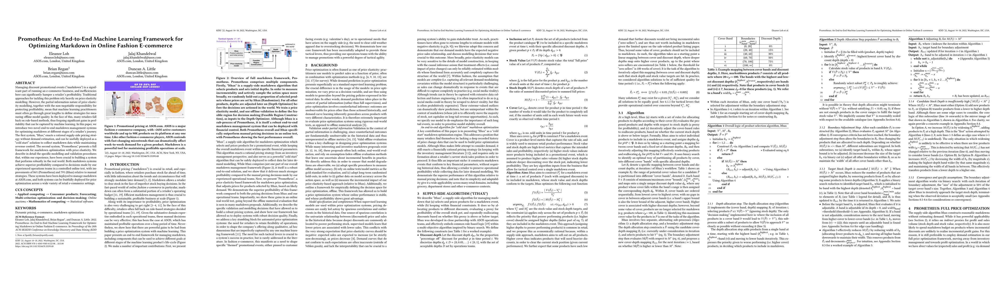 Thumbnail for Promotheus: An End-to-End Machine Learning Framework for Optimizing
  Markdown in Online Fashion E-commerce