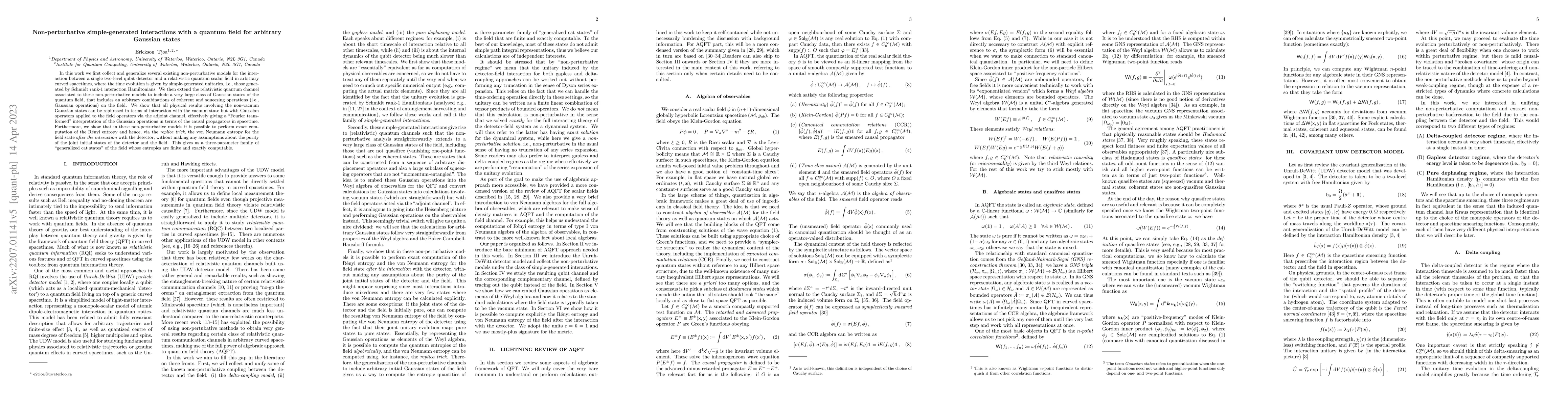 Thumbnail for Non-perturbative simple-generated interactions with a quantum field for
  arbitrary Gaussian states