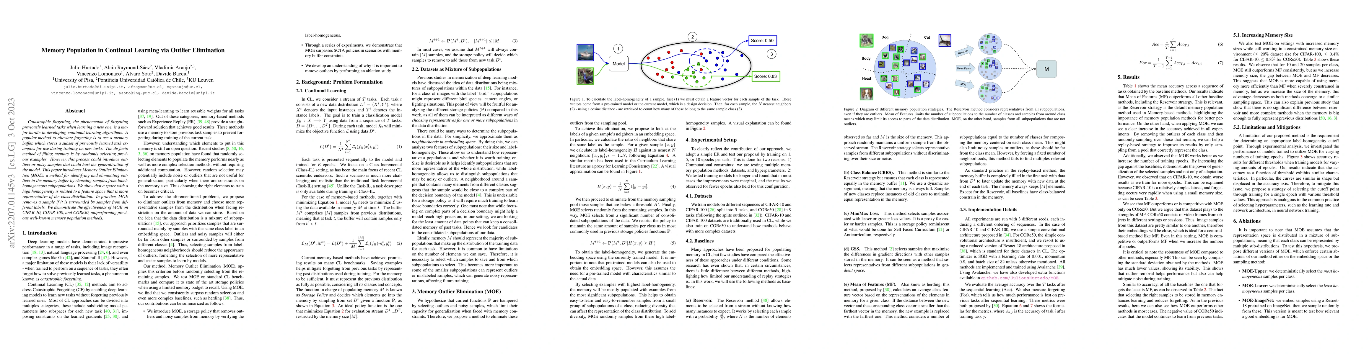 Thumbnail for Memory Population in Continual Learning via Outlier Elimination