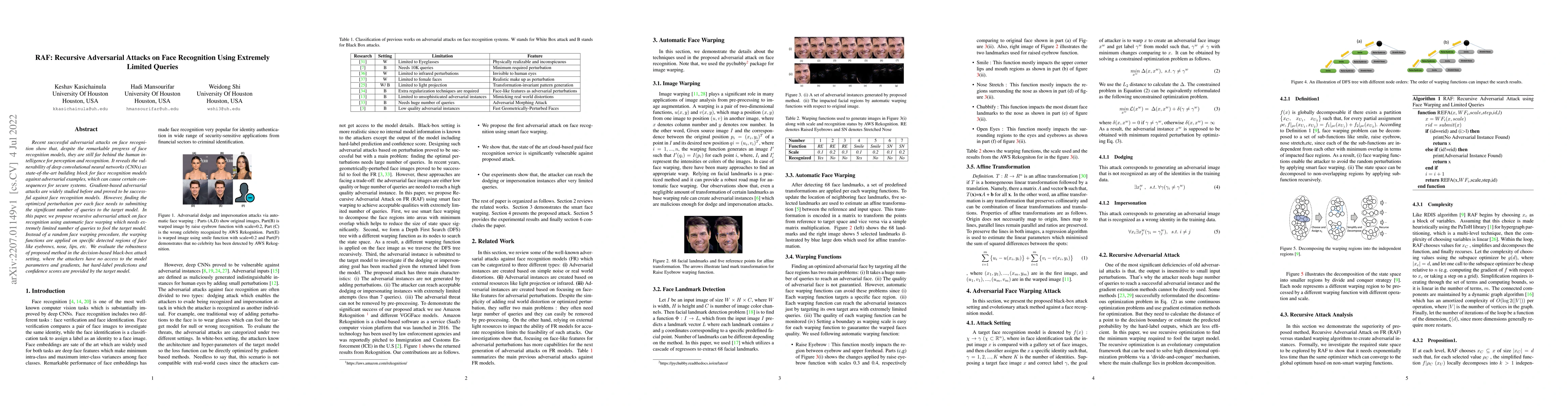 Thumbnail for RAF: Recursive Adversarial Attacks on Face Recognition Using Extremely
  Limited Queries