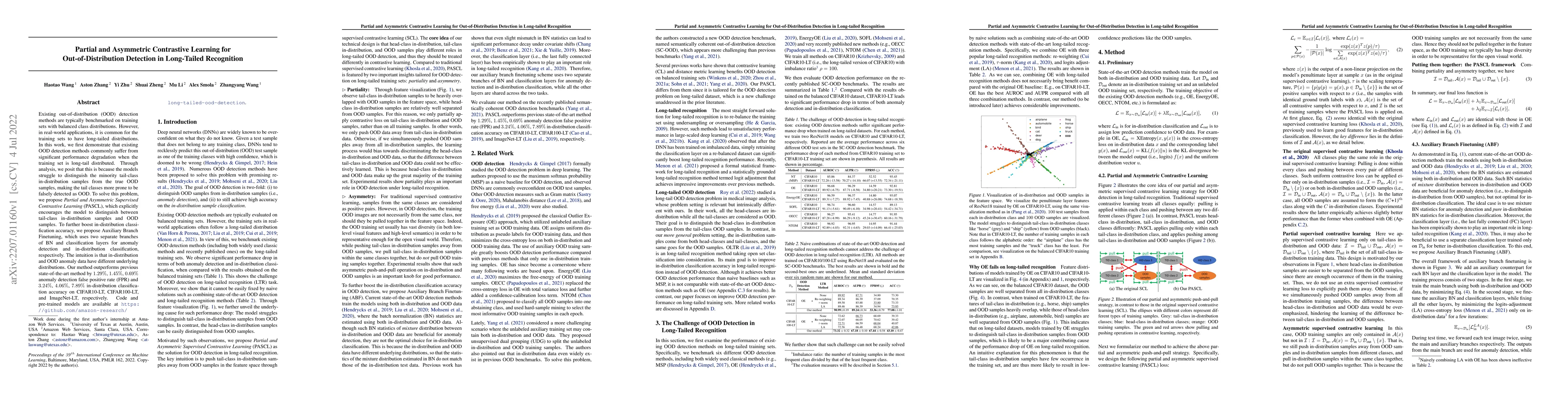 Thumbnail for Partial and Asymmetric Contrastive Learning for Out-of-Distribution
  Detection in Long-Tailed Recognition