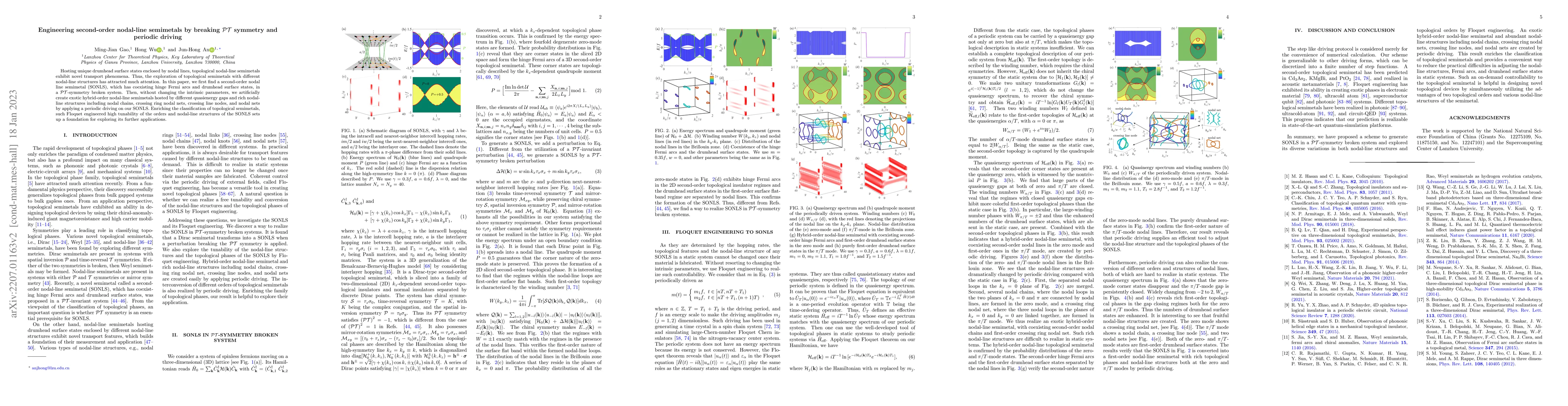 Thumbnail for Engineering second-order nodal-line semimetals by breaking
  $\mathcal{PT}$ symmetry and periodic driving