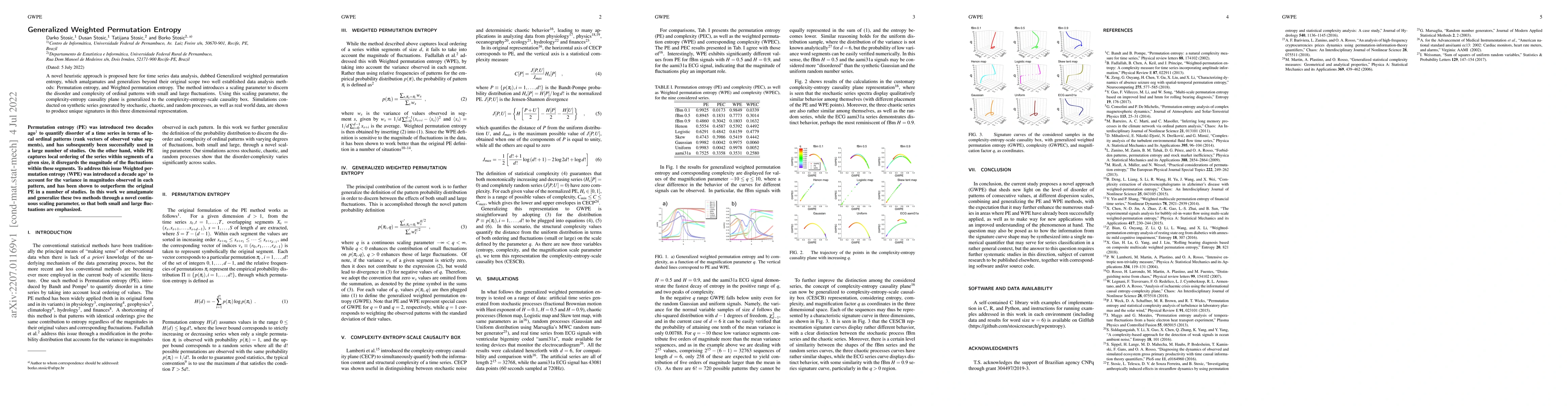 Thumbnail for Generalized Weighted Permutation Entropy