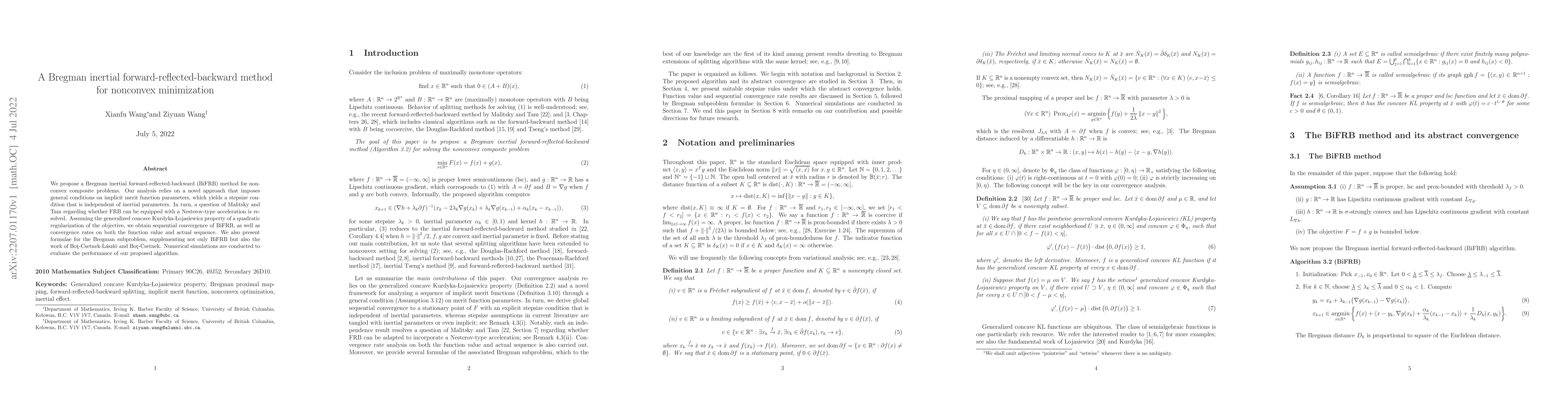 Thumbnail for A Bregman inertial forward-reflected-backward method for nonconvex
  minimization