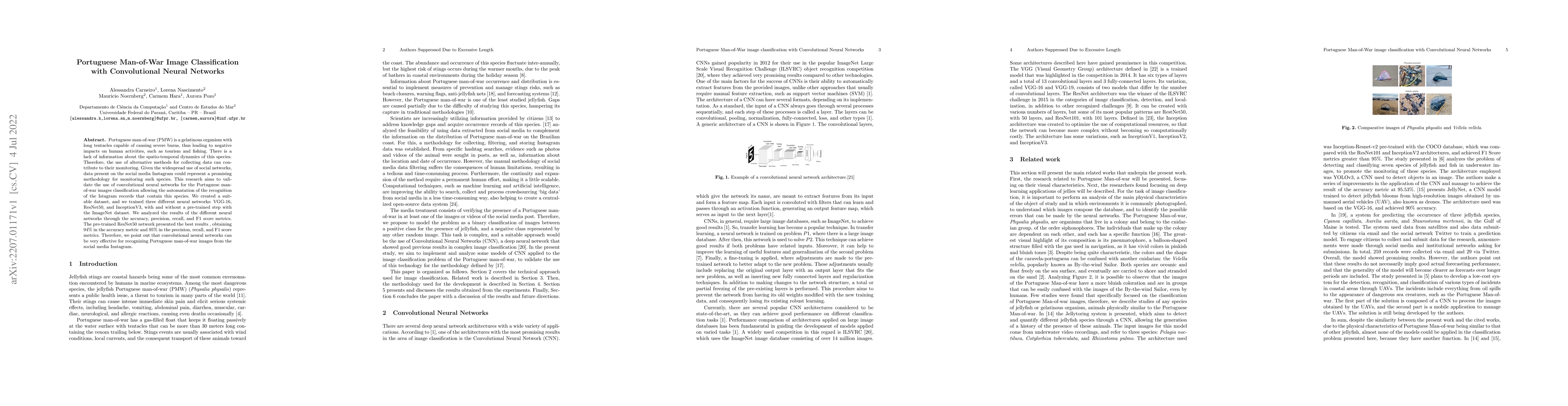 Thumbnail for Portuguese Man-of-War Image Classification with Convolutional Neural
  Networks