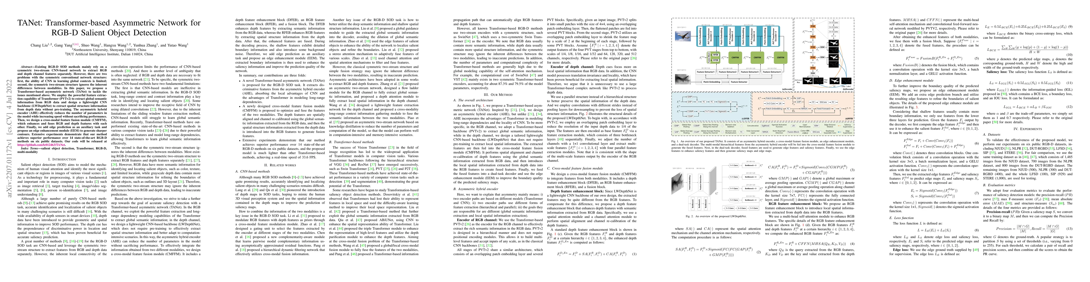Thumbnail for TANet: Transformer-based Asymmetric Network for RGB-D Salient Object
  Detection