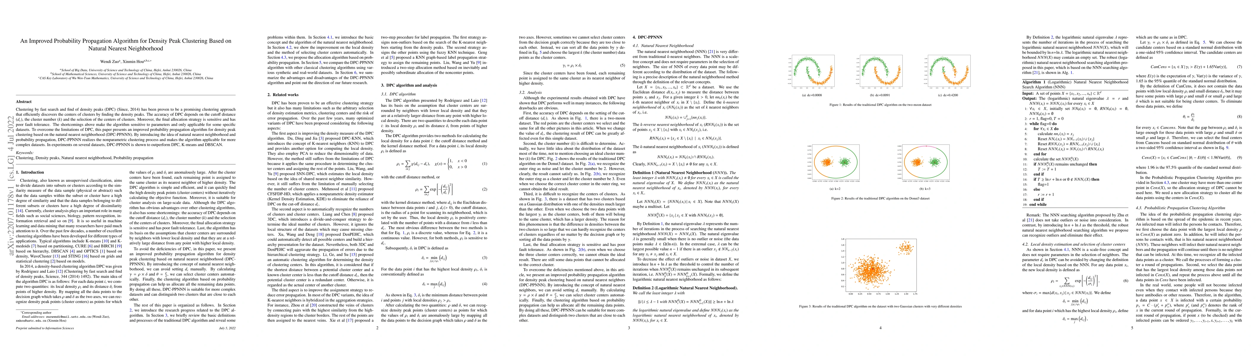 Thumbnail for An Improved Probability Propagation Algorithm for Density Peak
  Clustering Based on Natural Nearest Neighborhood