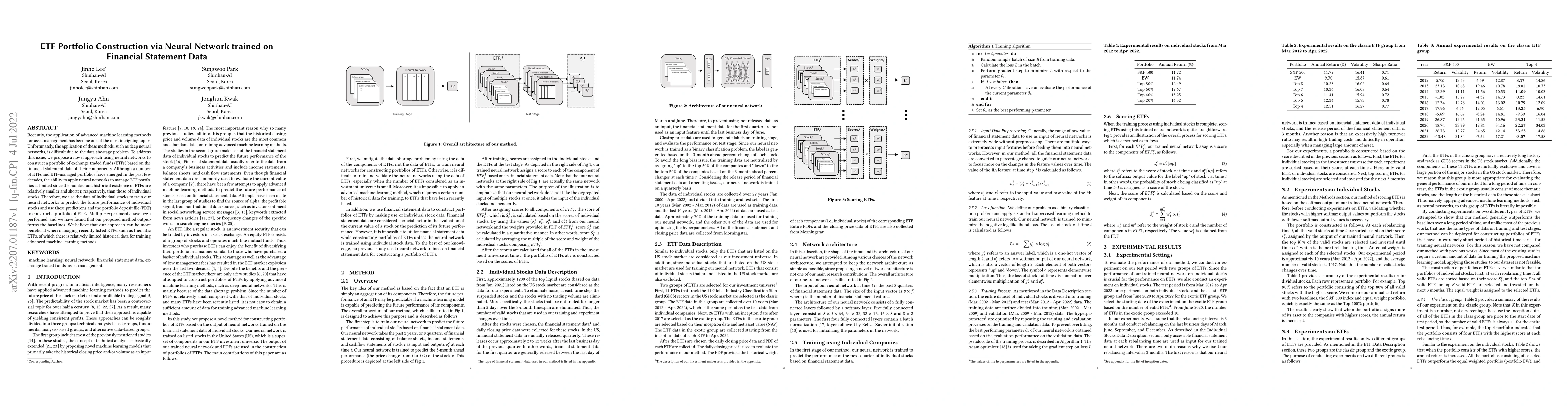 Thumbnail for ETF Portfolio Construction via Neural Network trained on Financial
  Statement Data