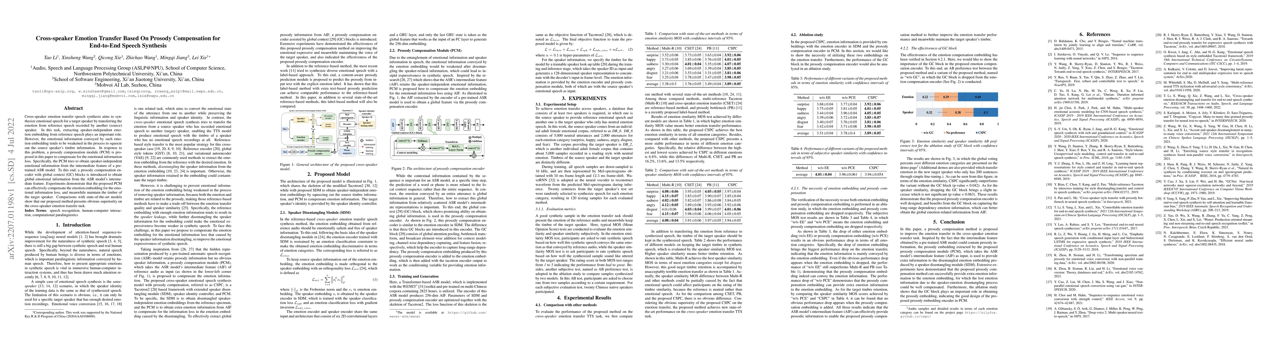 Thumbnail for Cross-speaker Emotion Transfer Based On Prosody Compensation for
  End-to-End Speech Synthesis