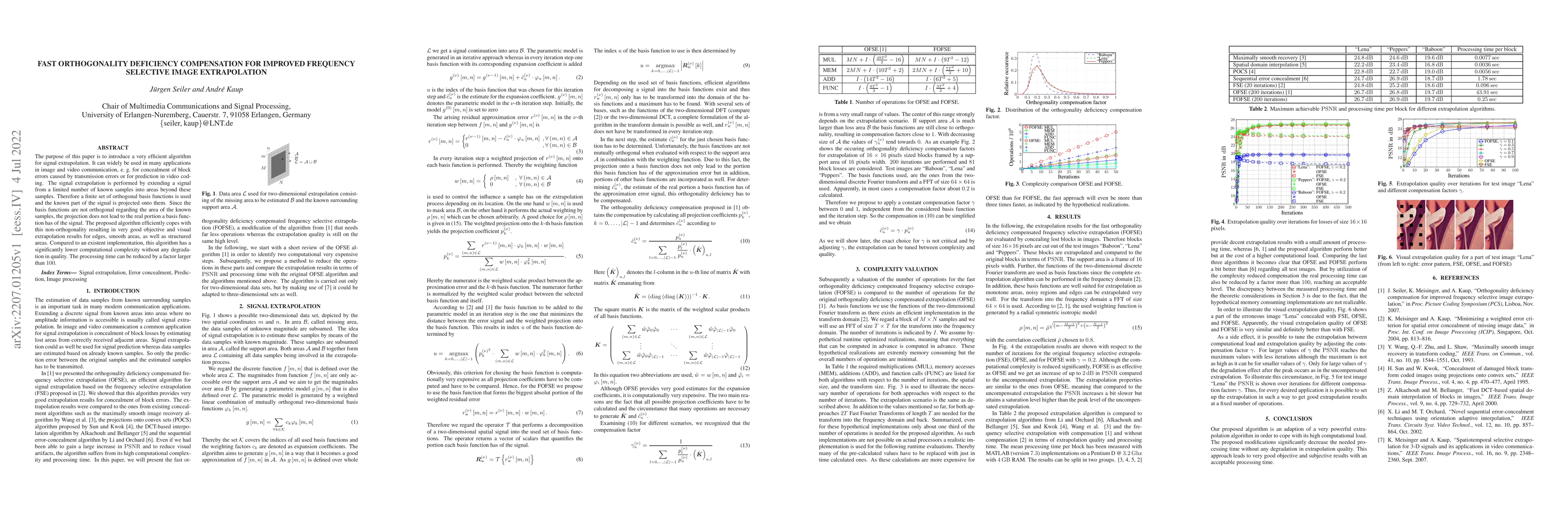Thumbnail for Fast orthogonality deficiency compensation for improved frequency
  selective image extrapolation