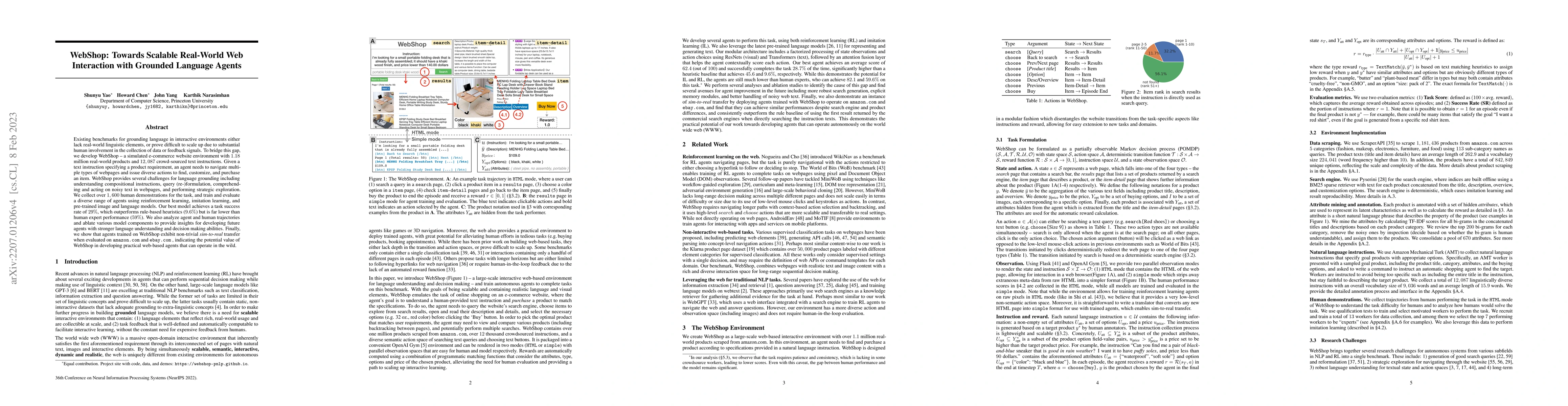 Thumbnail for WebShop: Towards Scalable Real-World Web Interaction with Grounded
  Language Agents