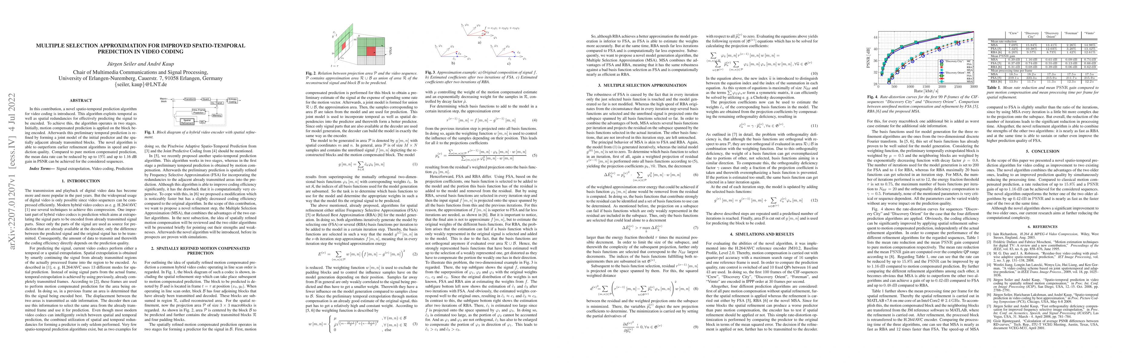 Thumbnail for Multiple Selection Approximation for Improved Spatio-Temporal Prediction
  in Video Coding