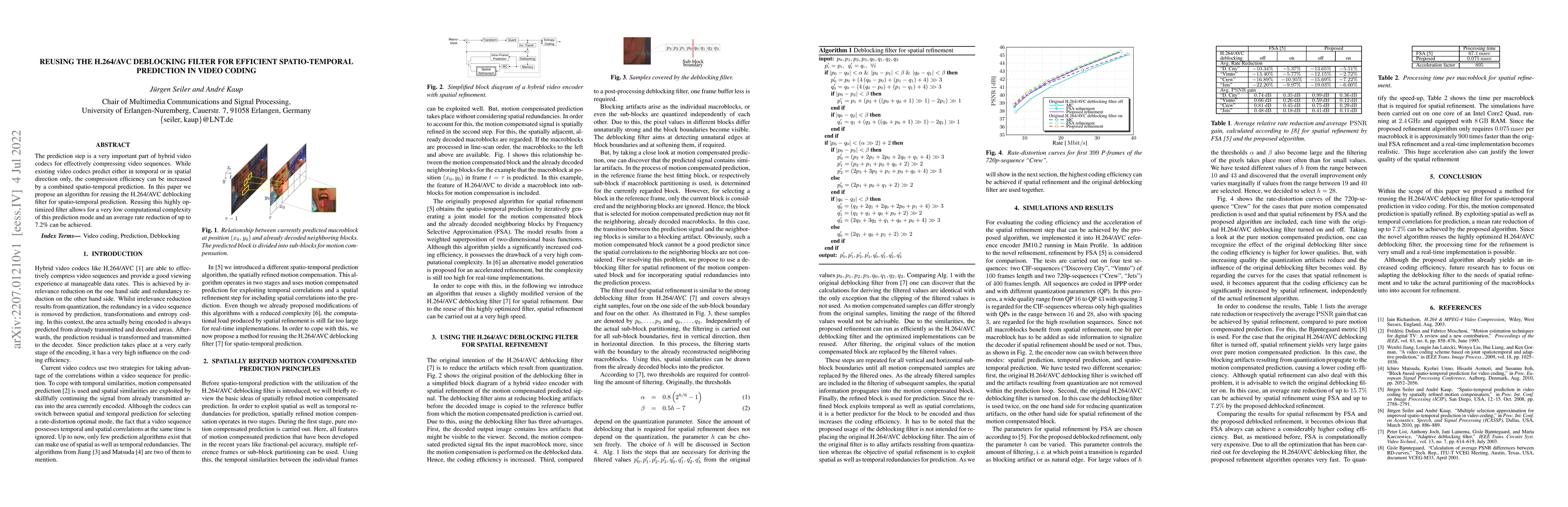 Thumbnail for Reusing the H.264/AVC deblocking filter for efficient spatio-temporal
  prediction in video coding