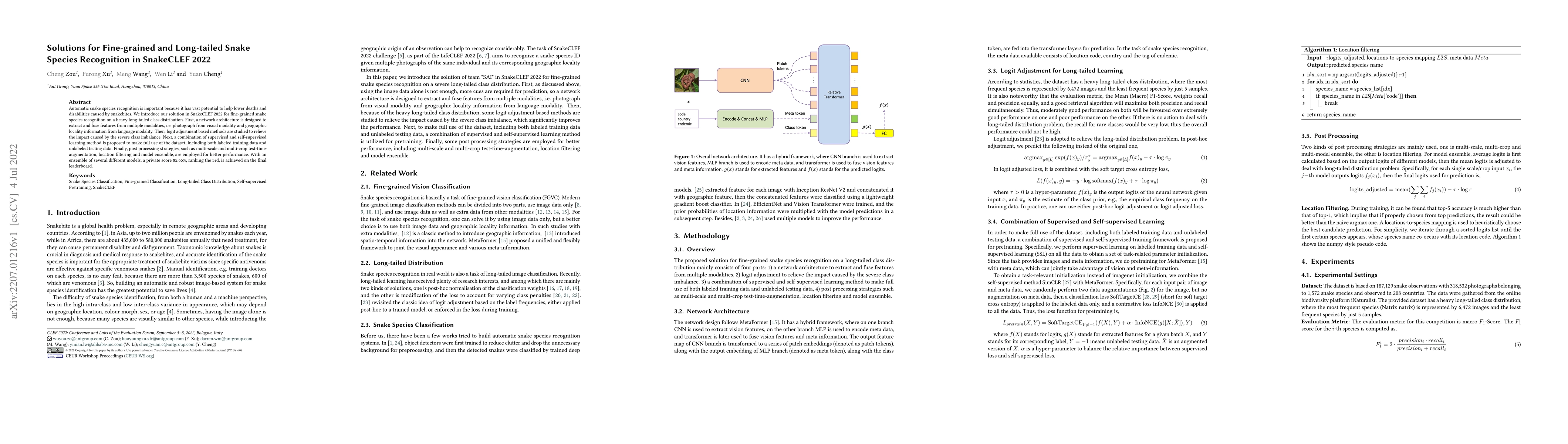 Thumbnail for Solutions for Fine-grained and Long-tailed Snake Species Recognition in
  SnakeCLEF 2022