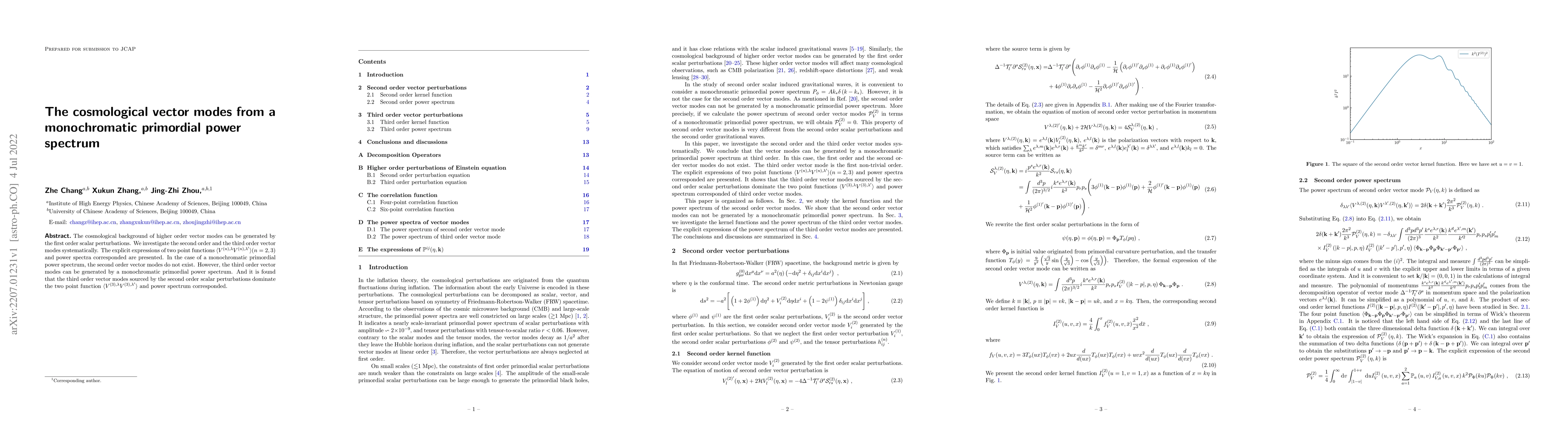 Thumbnail for The cosmological vector modes from a monochromatic primordial power
  spectrum