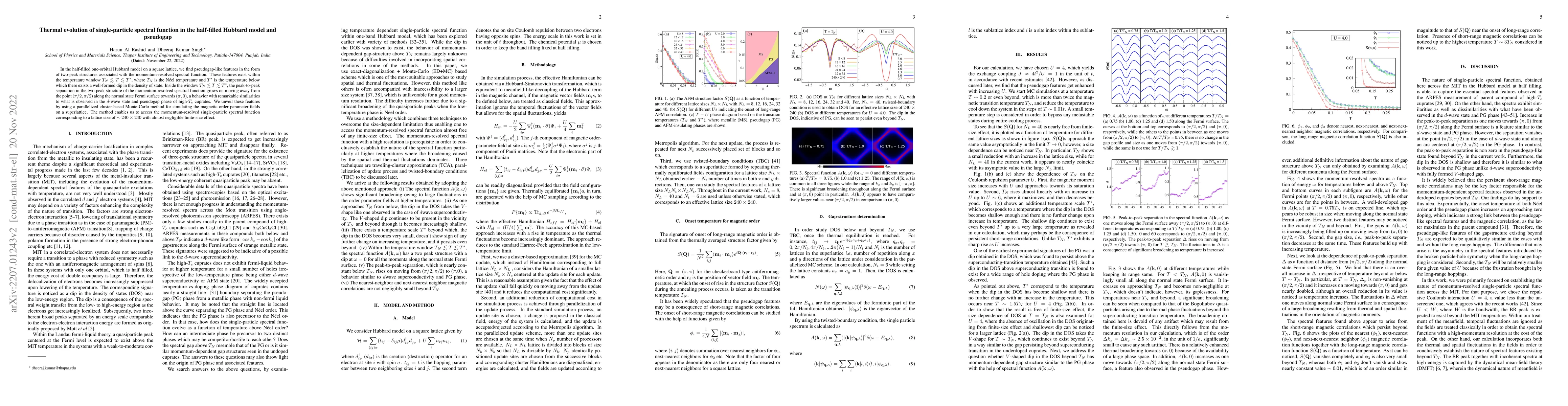 Thumbnail for Thermal evolution of single-particle spectral function in the
  half-filled Hubbard model and pseudogap