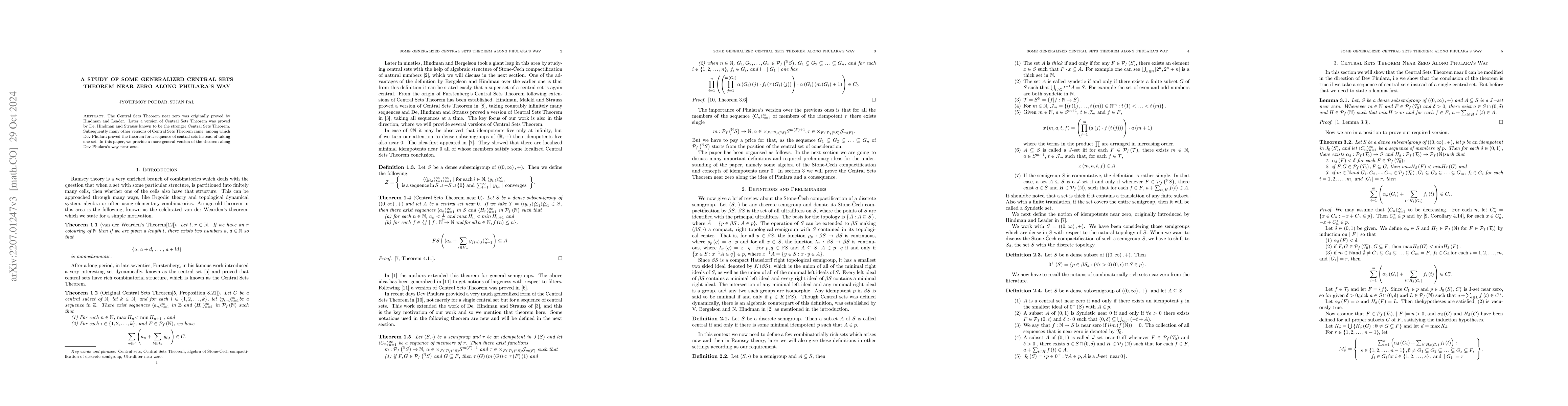 Thumbnail for A Study Of Some Generalized Central Sets Theorem Along Phulara's Way