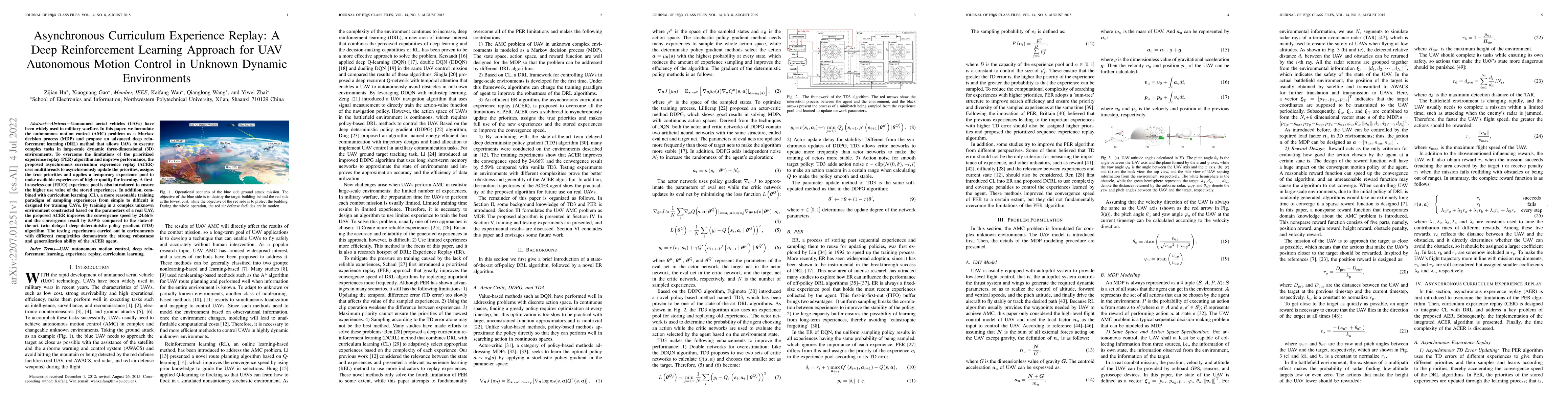Thumbnail for Asynchronous Curriculum Experience Replay: A Deep Reinforcement Learning
  Approach for UAV Autonomous Motion Control in Unknown Dynamic Environments