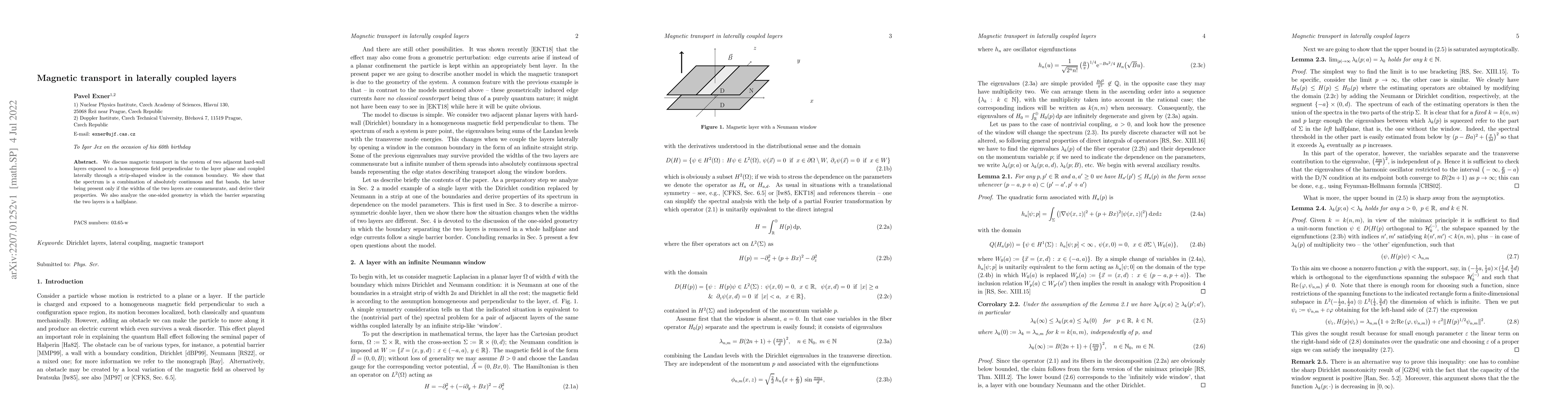 Thumbnail for Magnetic transport in laterally coupled layers