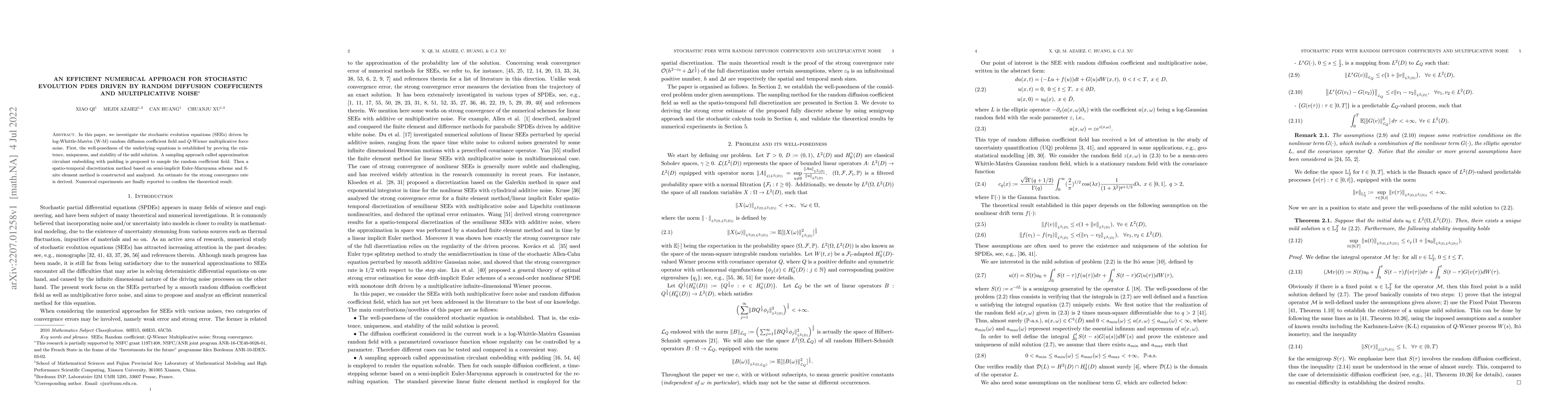 Thumbnail for An efficient numerical approach for stochastic evolution PDEs driven by
  random diffusion coefficients and multiplicative noise