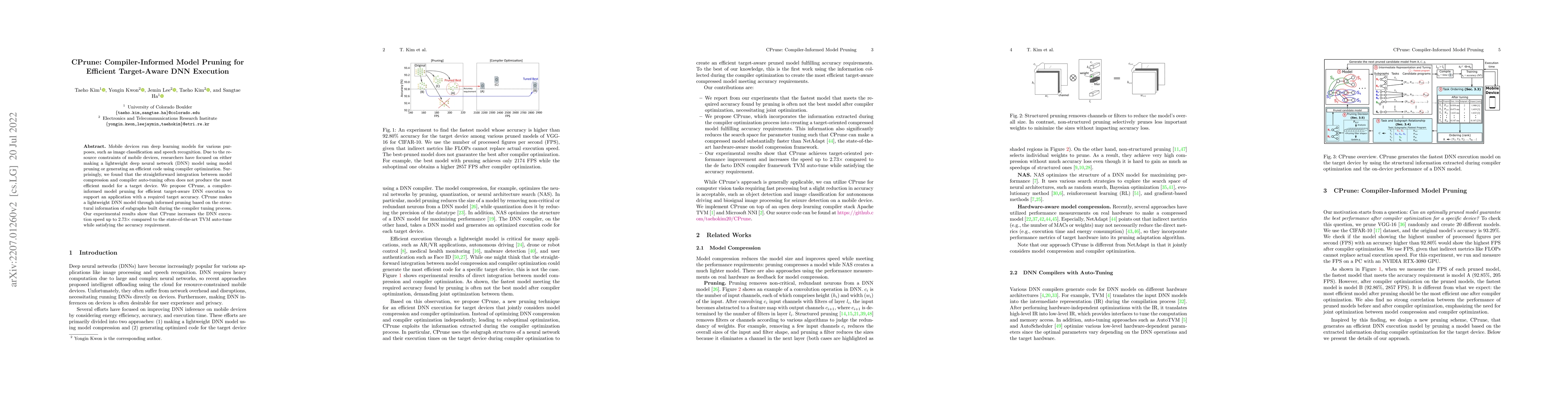 Thumbnail for CPrune: Compiler-Informed Model Pruning for Efficient Target-Aware DNN
  Execution