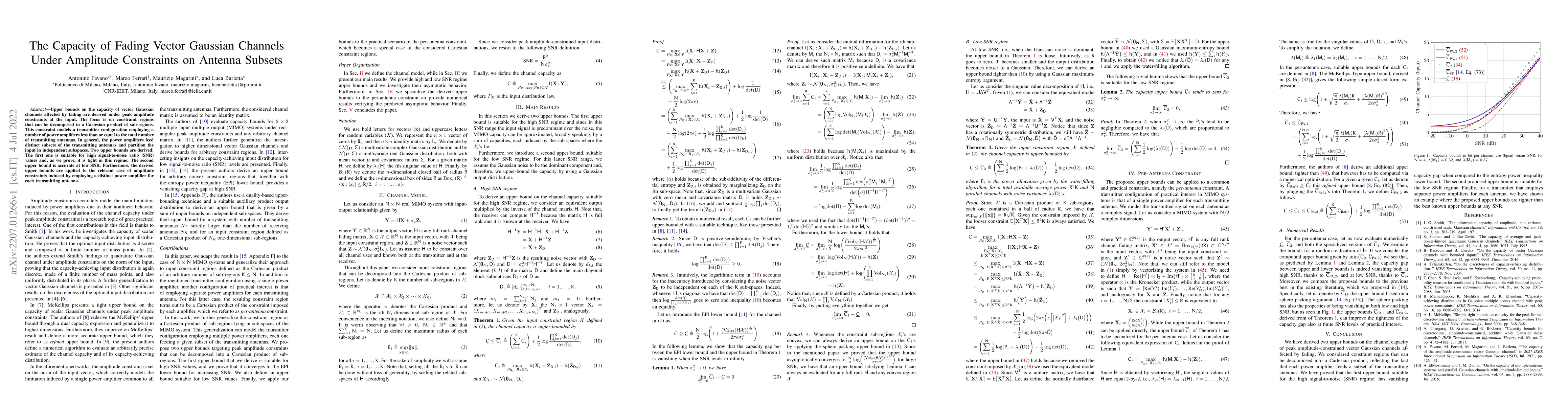 Thumbnail for The Capacity of Fading Vector Gaussian Channels Under Amplitude
  Constraints on Antenna Subsets