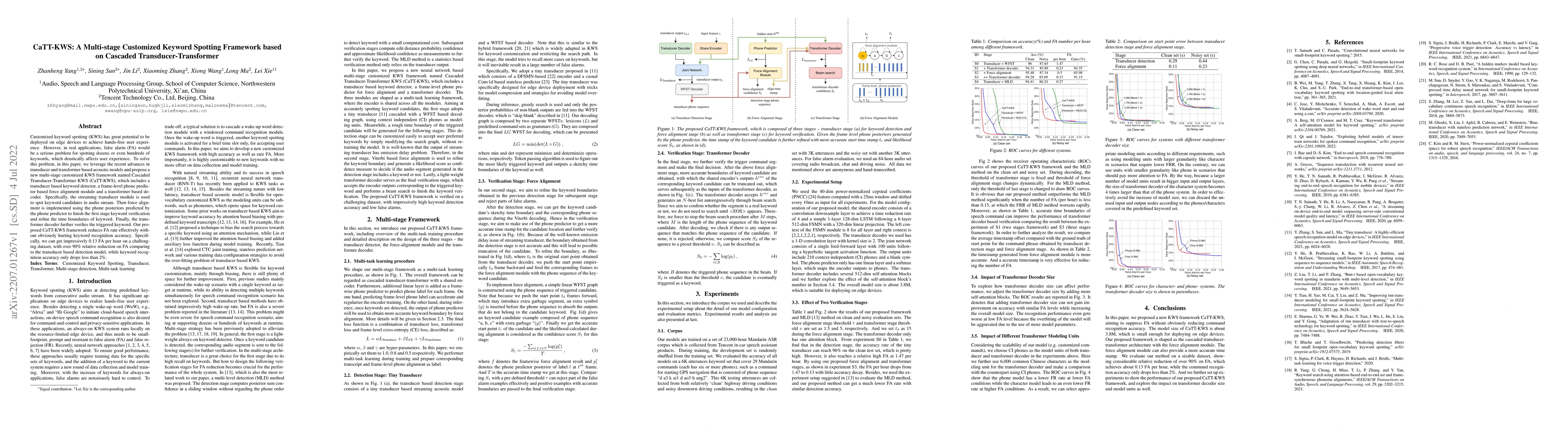 Thumbnail for CaTT-KWS: A Multi-stage Customized Keyword Spotting Framework based on
  Cascaded Transducer-Transformer