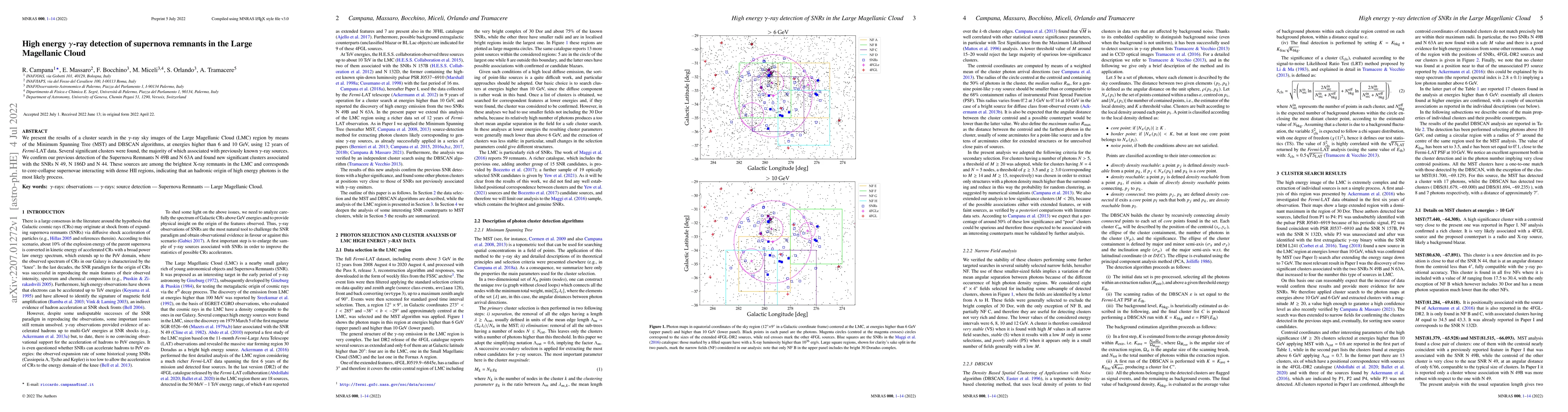 Thumbnail for High energy gamma-ray detection of supernova remnants in the Large
  Magellanic Cloud
