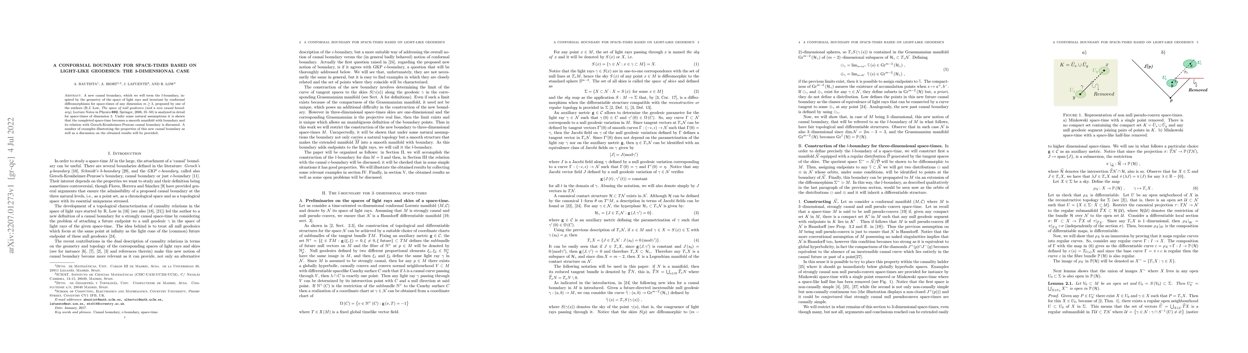 Thumbnail for A conformal boundary for space-times based on light-like geodesics: the
  3-dimensional case