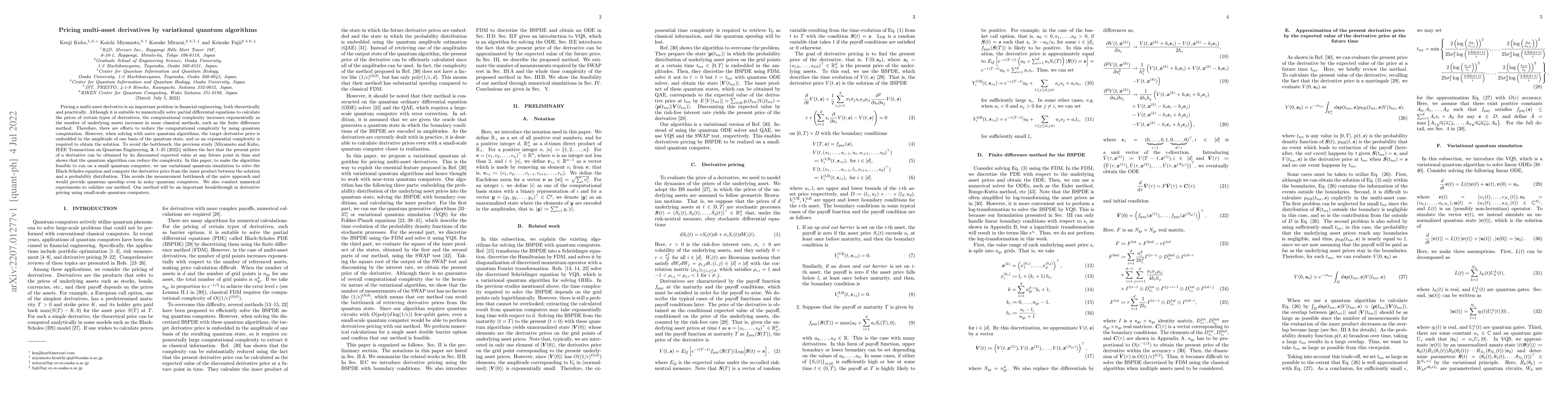 Thumbnail for Pricing multi-asset derivatives by variational quantum algorithms