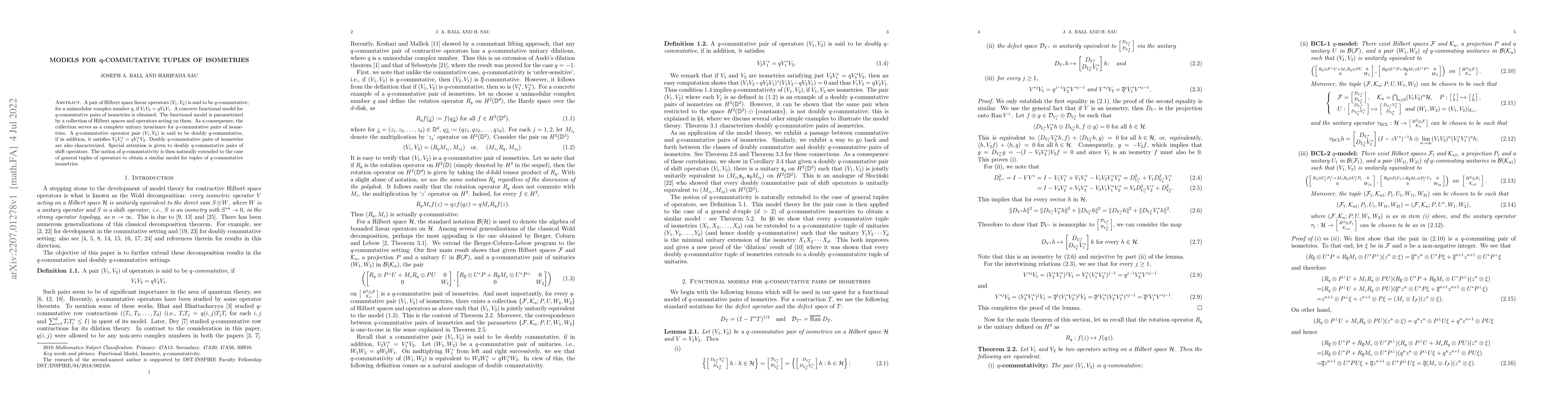 Thumbnail for Models for q-commutative tuples of isometries