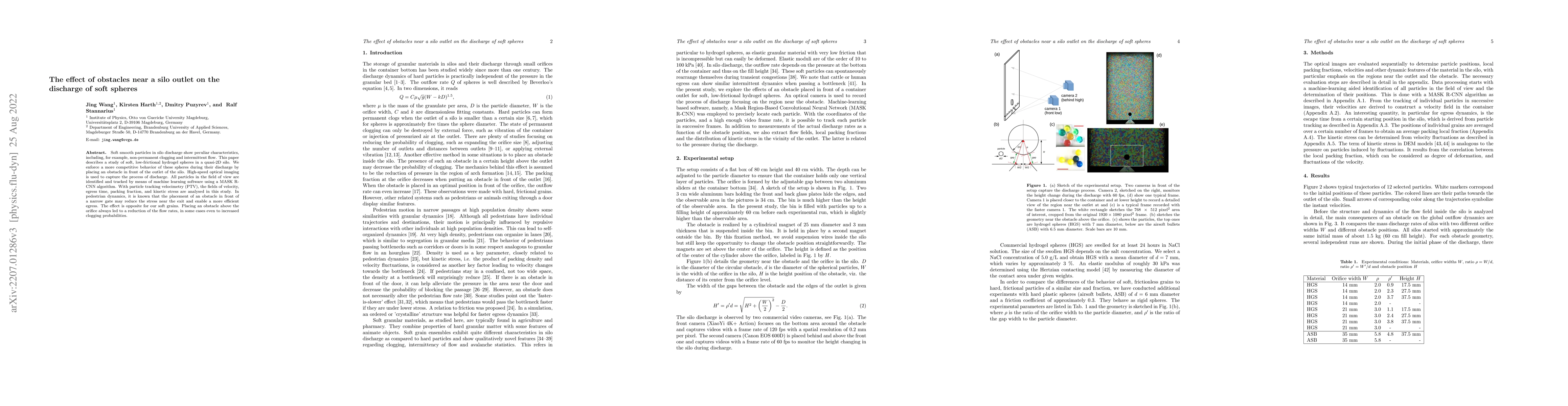 Thumbnail for The effect of obstacles near a silo outlet on the discharge of soft
  spheres