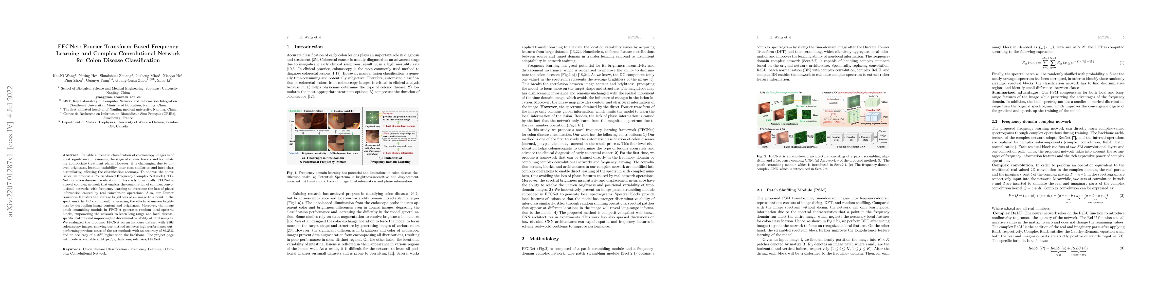 Thumbnail for FFCNet: Fourier Transform-Based Frequency Learning and Complex
  Convolutional Network for Colon Disease Classification