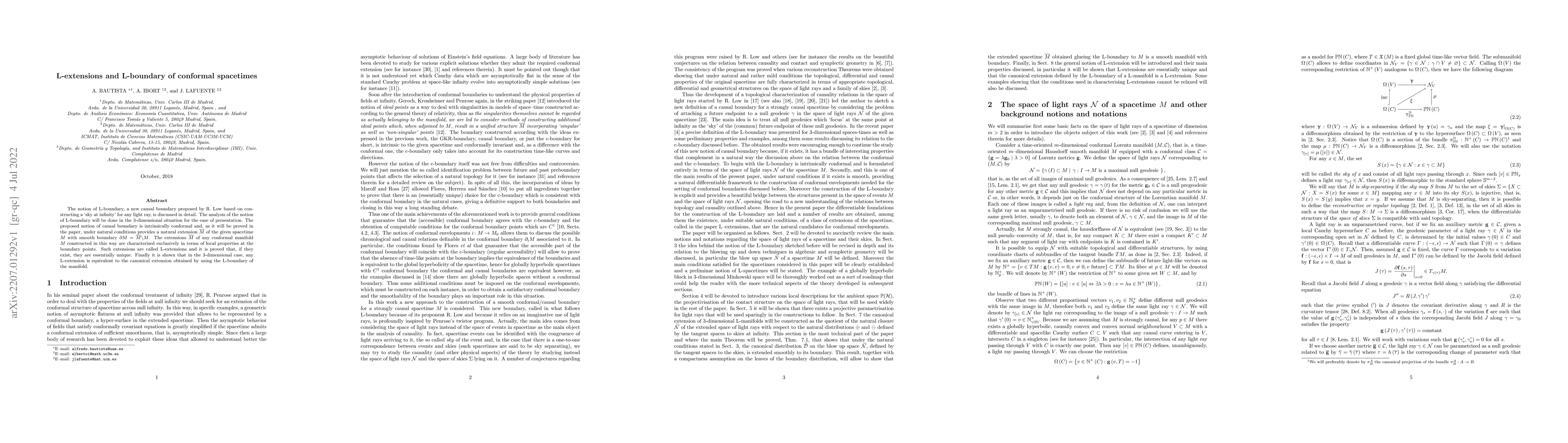 Thumbnail for L-extensions and L-boundary of conformal spacetimes