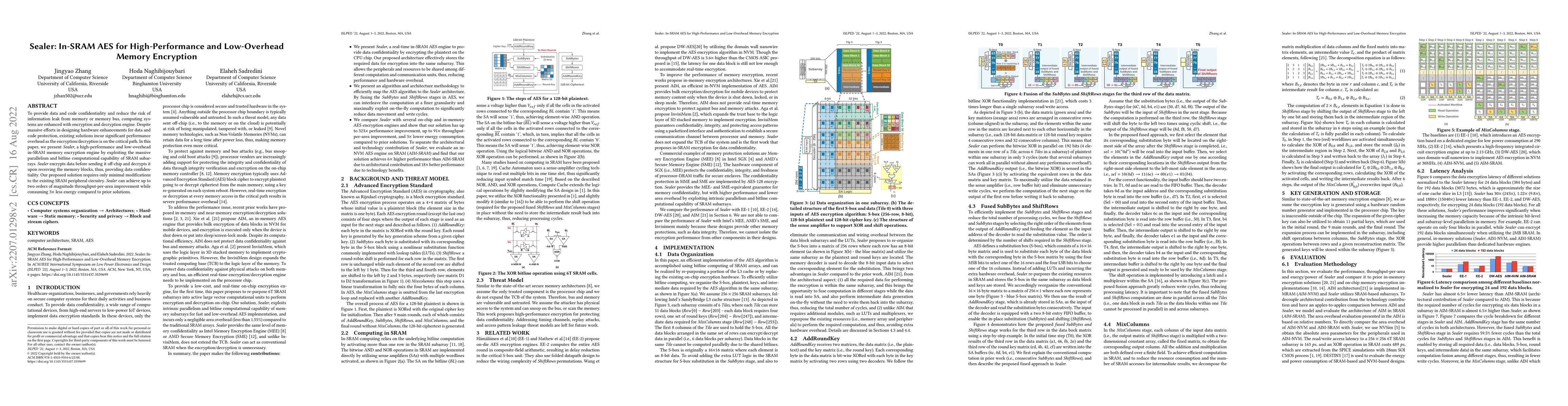 Thumbnail for Sealer: In-SRAM AES for High-Performance and Low-Overhead Memory
  Encryption