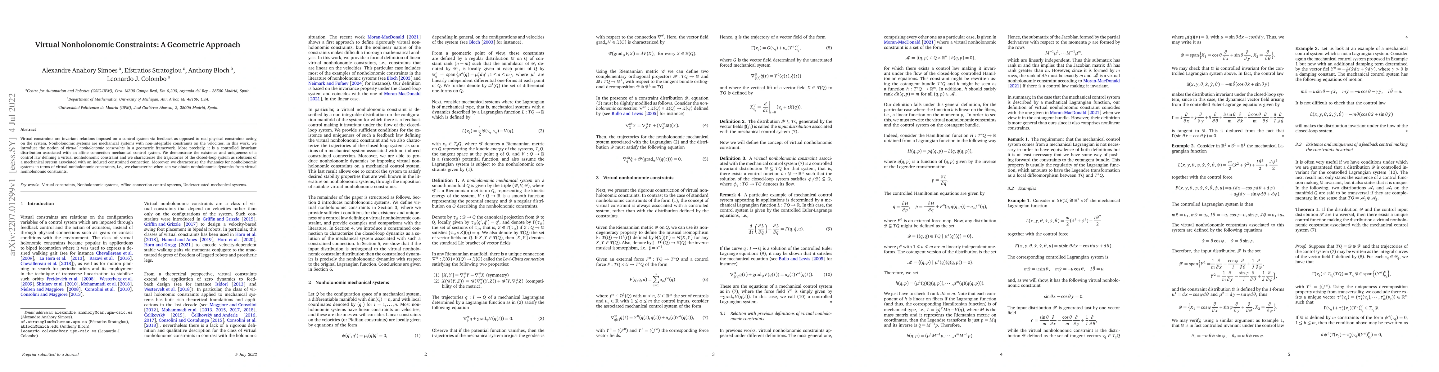 Thumbnail for Virtual Nonholonomic Constraints: A Geometric Approach