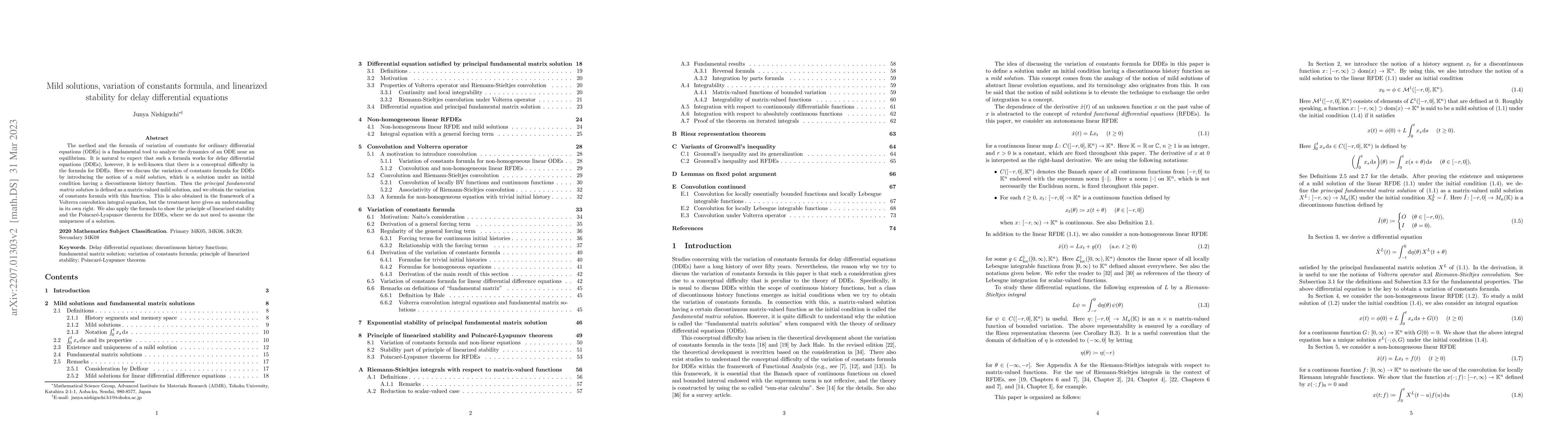 Thumbnail for Mild solutions, variation of constants formula, and linearized stability
  for delay differential equations