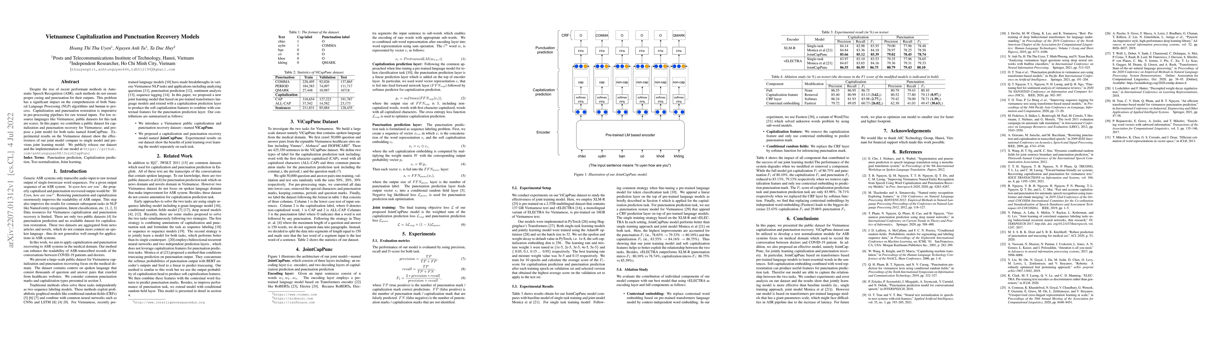 Thumbnail for Vietnamese Capitalization and Punctuation Recovery Models