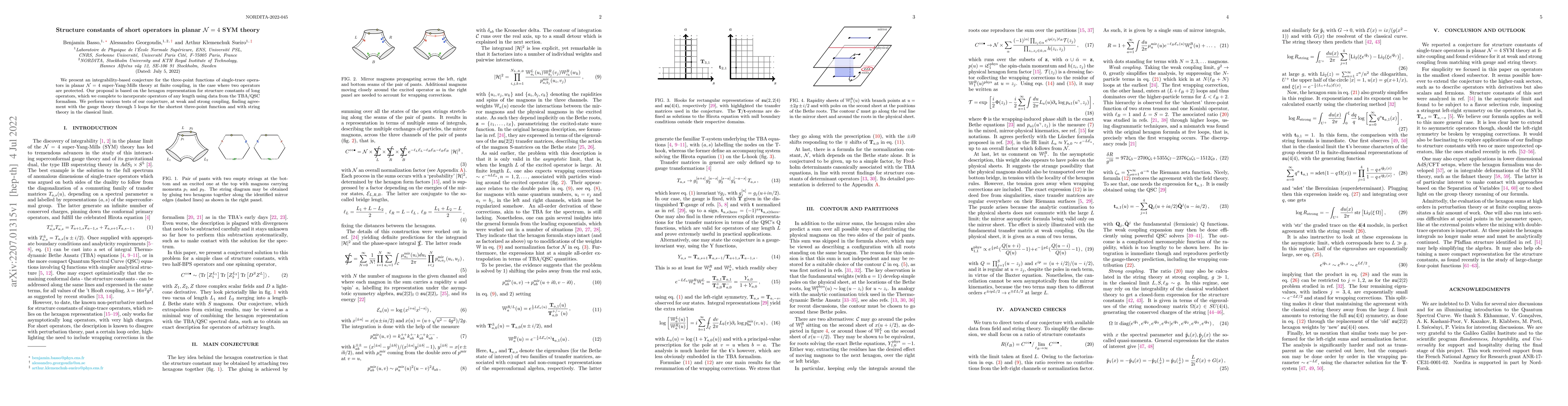 Thumbnail for Structure constants of short operators in planar $\mathcal{N}=4$ SYM
  theory